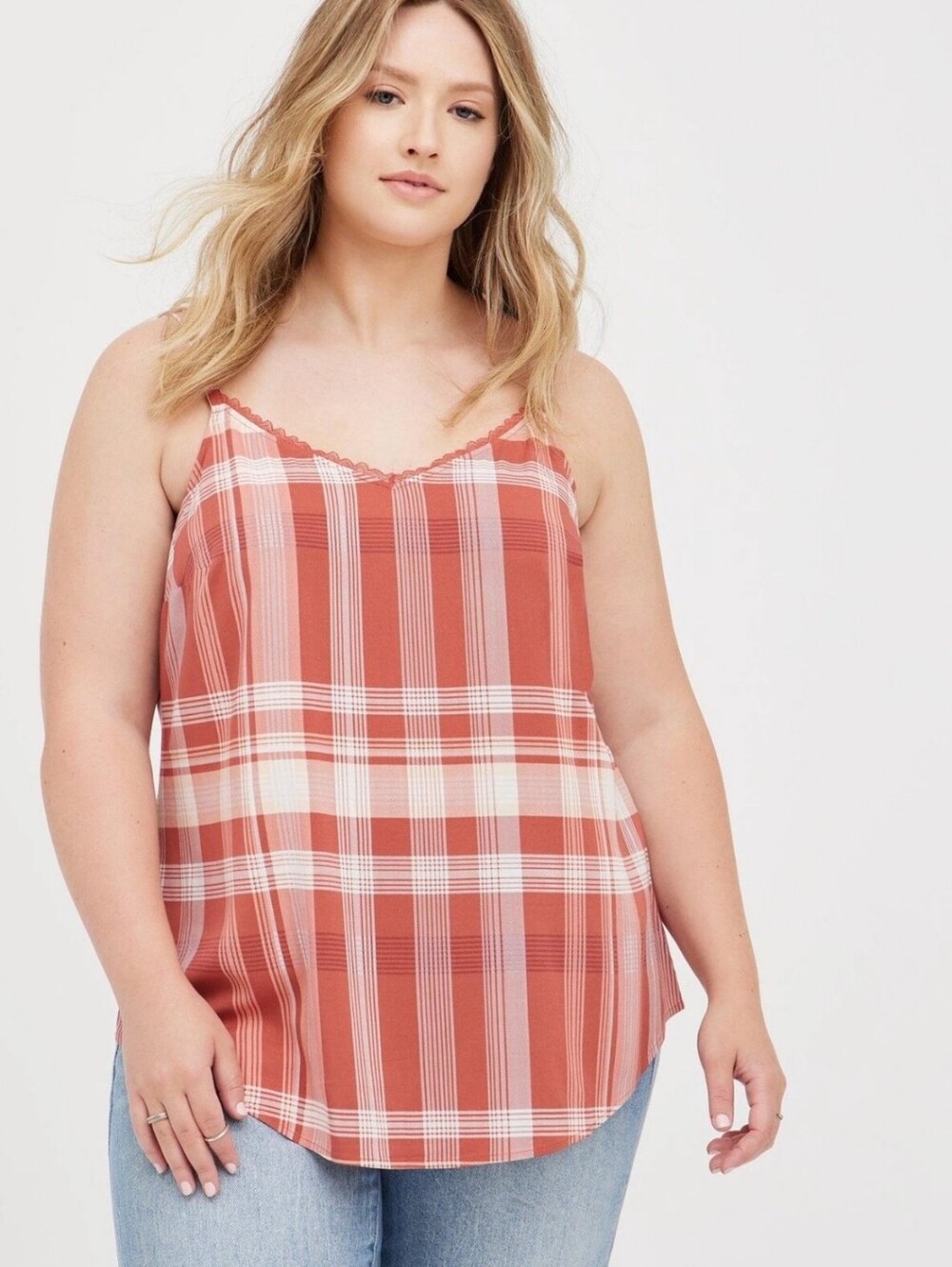 Torrid Rust and Cream Plaid Cami Top Size 3X